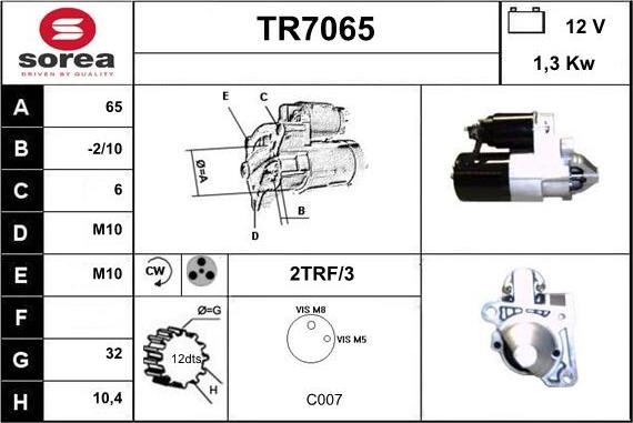 Sera TR7065 - Стартер autospares.lv