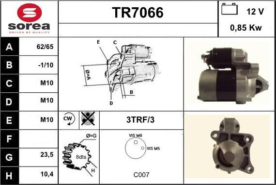 Sera TR7066 - Стартер autospares.lv