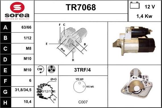 Sera TR7068 - Стартер autospares.lv