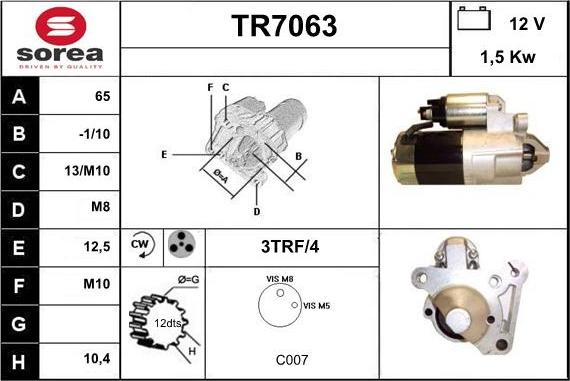 Sera TR7063 - Стартер autospares.lv