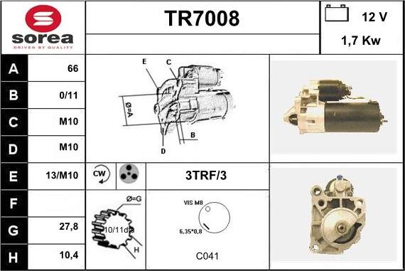 Sera TR7008 - Стартер autospares.lv