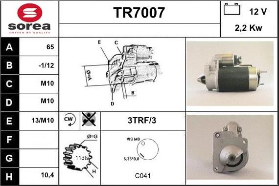 Sera TR7007 - Стартер autospares.lv