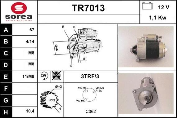 Sera TR7013 - Стартер autospares.lv