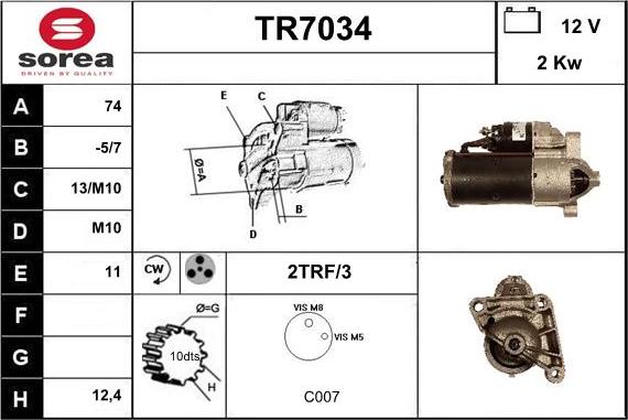 Sera TR7034 - Стартер autospares.lv