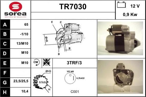 Sera TR7030 - Стартер autospares.lv