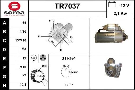 Sera TR7037 - Стартер autospares.lv