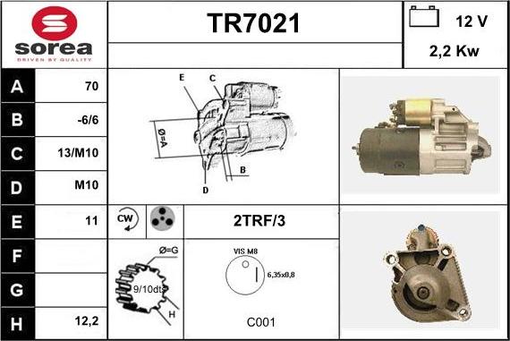 Sera TR7021 - Стартер autospares.lv