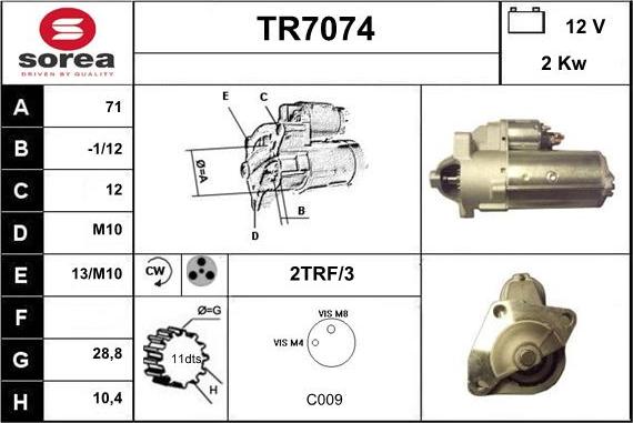 Sera TR7074 - Стартер autospares.lv