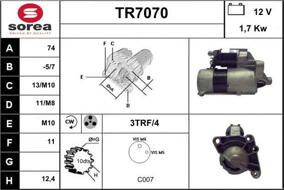 Sera TR7070 - Стартер autospares.lv