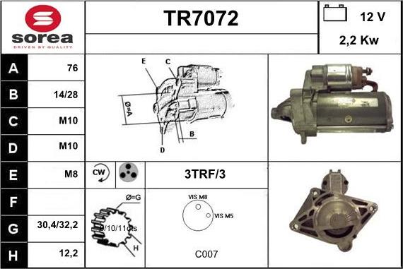 Sera TR7072 - Стартер autospares.lv