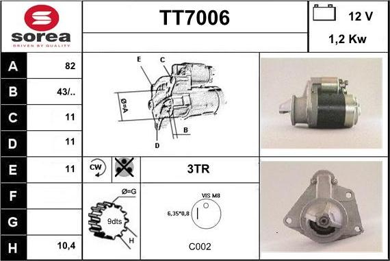 Sera TT7006 - Стартер autospares.lv