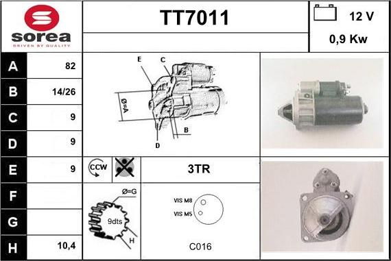 Sera TT7011 - Стартер autospares.lv