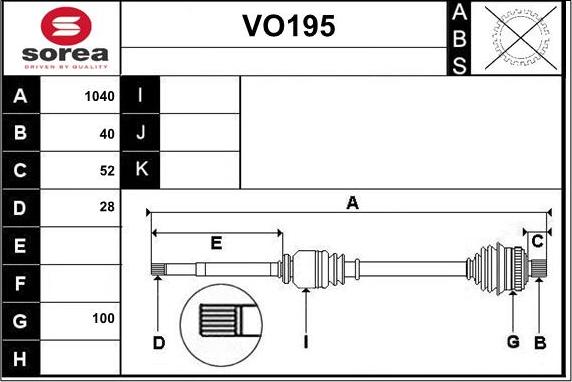 Sera VO195 - Приводной вал autospares.lv