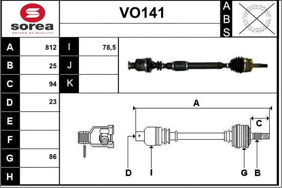 Sera VO141 - Приводной вал autospares.lv