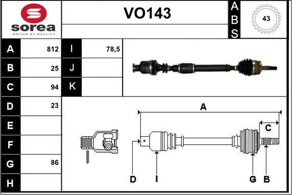 Sera VO143 - Приводной вал autospares.lv