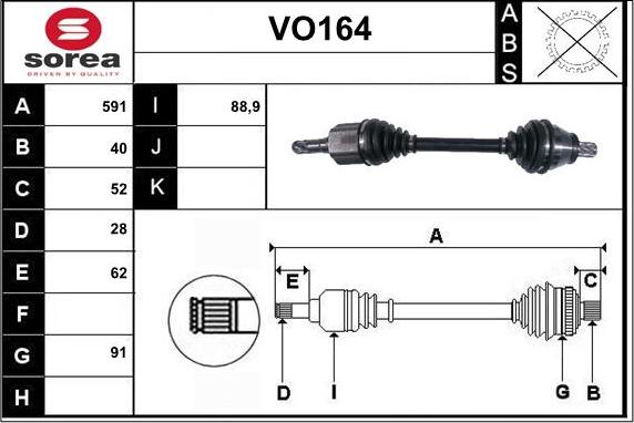 Sera VO164 - Приводной вал autospares.lv