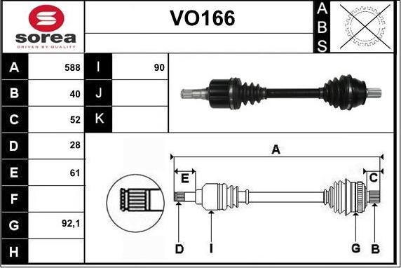 Sera VO166 - Приводной вал autospares.lv