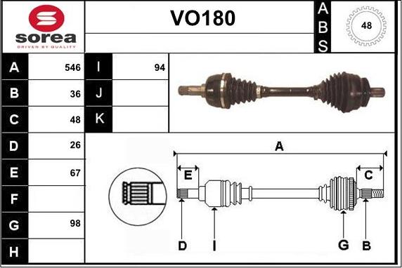 Sera VO180 - Приводной вал autospares.lv