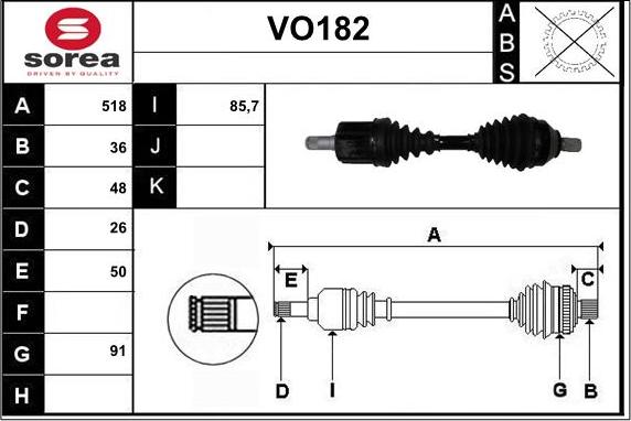 Sera VO182 - Приводной вал autospares.lv