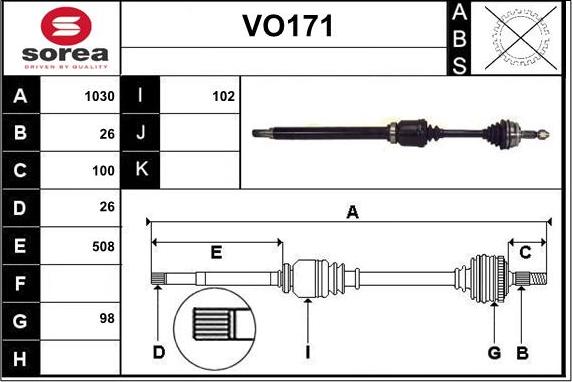 Sera VO171 - Приводной вал autospares.lv