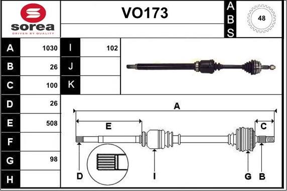 Sera VO173 - Приводной вал autospares.lv