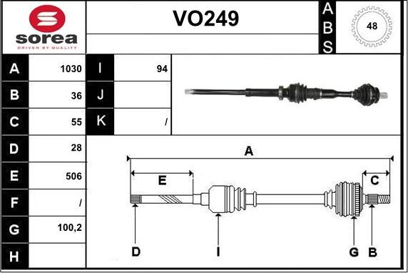 Sera VO249 - Приводной вал autospares.lv