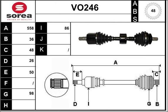 Sera VO246 - Приводной вал autospares.lv