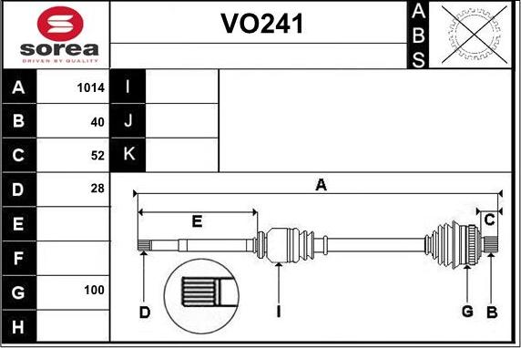 Sera VO241 - Приводной вал autospares.lv