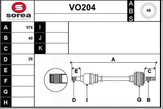 Sera VO204 - Приводной вал autospares.lv