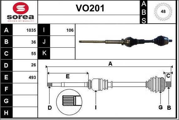 Sera VO201 - Приводной вал autospares.lv