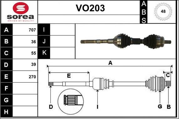 Sera VO203 - Приводной вал autospares.lv