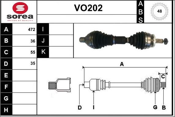 Sera VO202 - Приводной вал autospares.lv