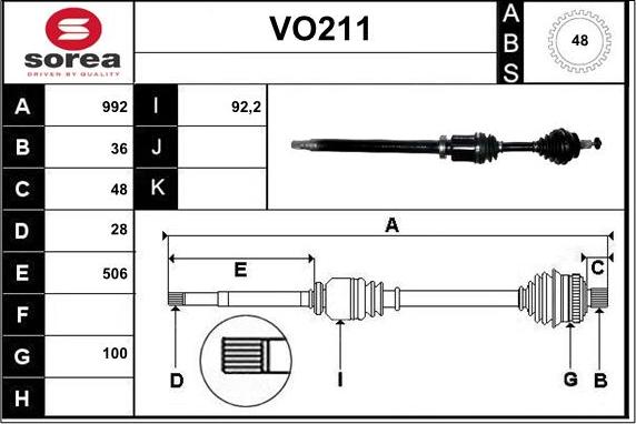 Sera VO211 - Приводной вал autospares.lv