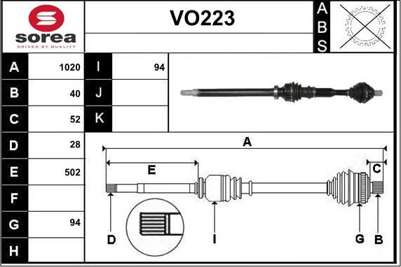 Sera VO223 - Приводной вал autospares.lv