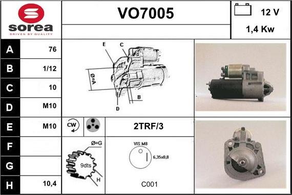 Sera VO7005 - Стартер autospares.lv