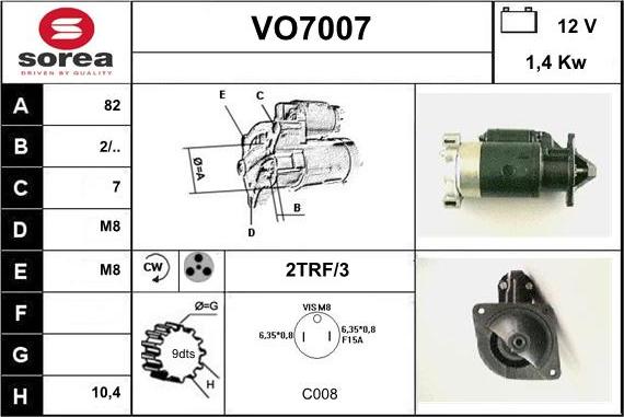 Sera VO7007 - Стартер autospares.lv