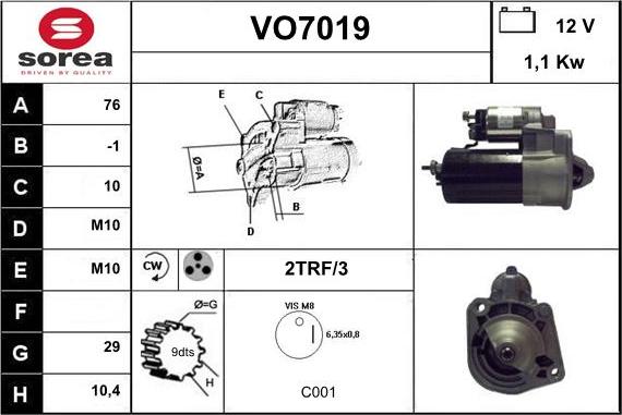 Sera VO7019 - Стартер autospares.lv