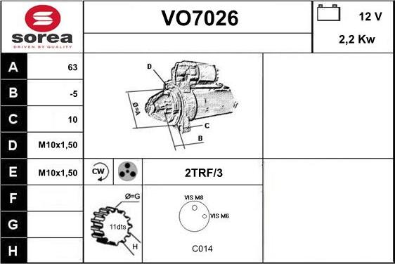 Sera VO7026 - Стартер autospares.lv