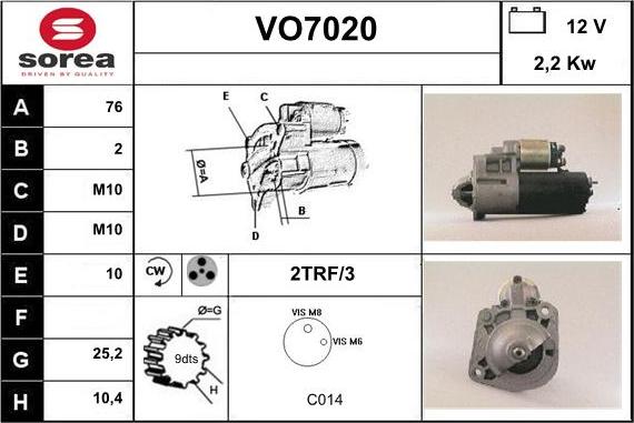 Sera VO7020 - Стартер autospares.lv