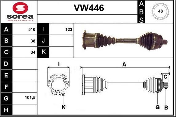 Sera VW446 - Полуосевой вал, дифференциал autospares.lv