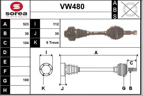 Sera VW480 - Приводной вал autospares.lv