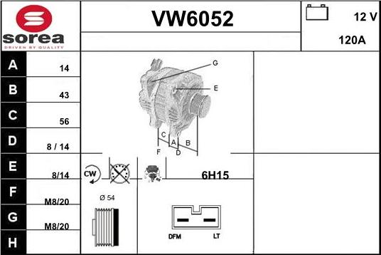 Sera VW6052 - Генератор autospares.lv