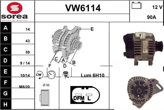 Sera VW6114 - Генератор autospares.lv