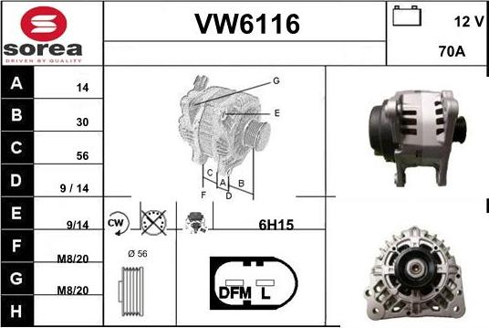 Sera VW6116 - Генератор autospares.lv