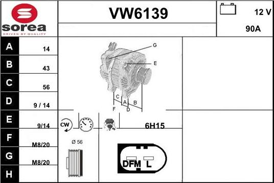 Sera VW6139 - Генератор autospares.lv