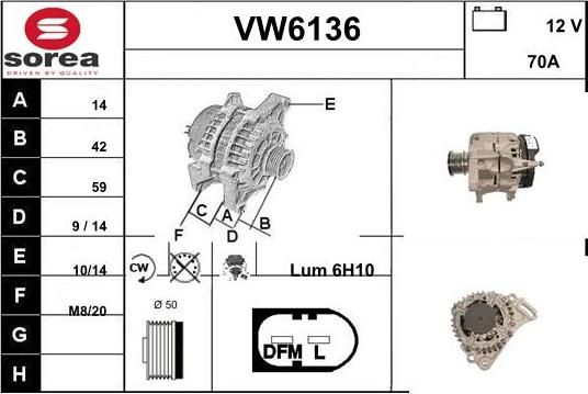 Sera VW6136 - Генератор autospares.lv