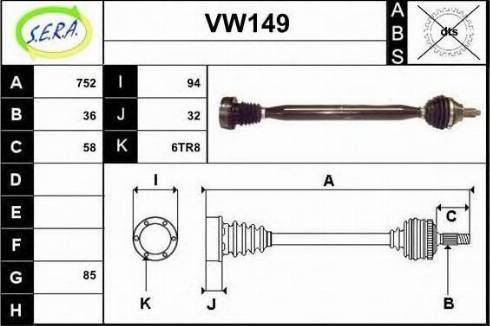 Sera VW149 - Приводной вал autospares.lv