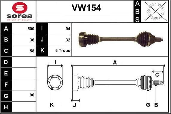 Sera VW154 - Приводной вал autospares.lv