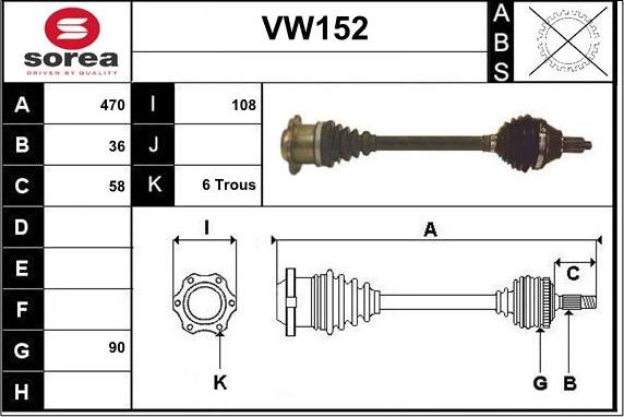 Sera VW152 - Приводной вал autospares.lv