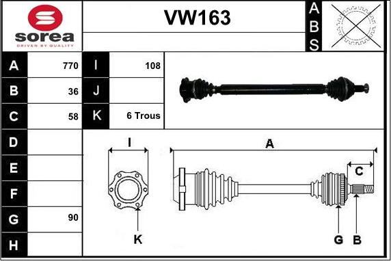 Sera VW163 - Приводной вал autospares.lv